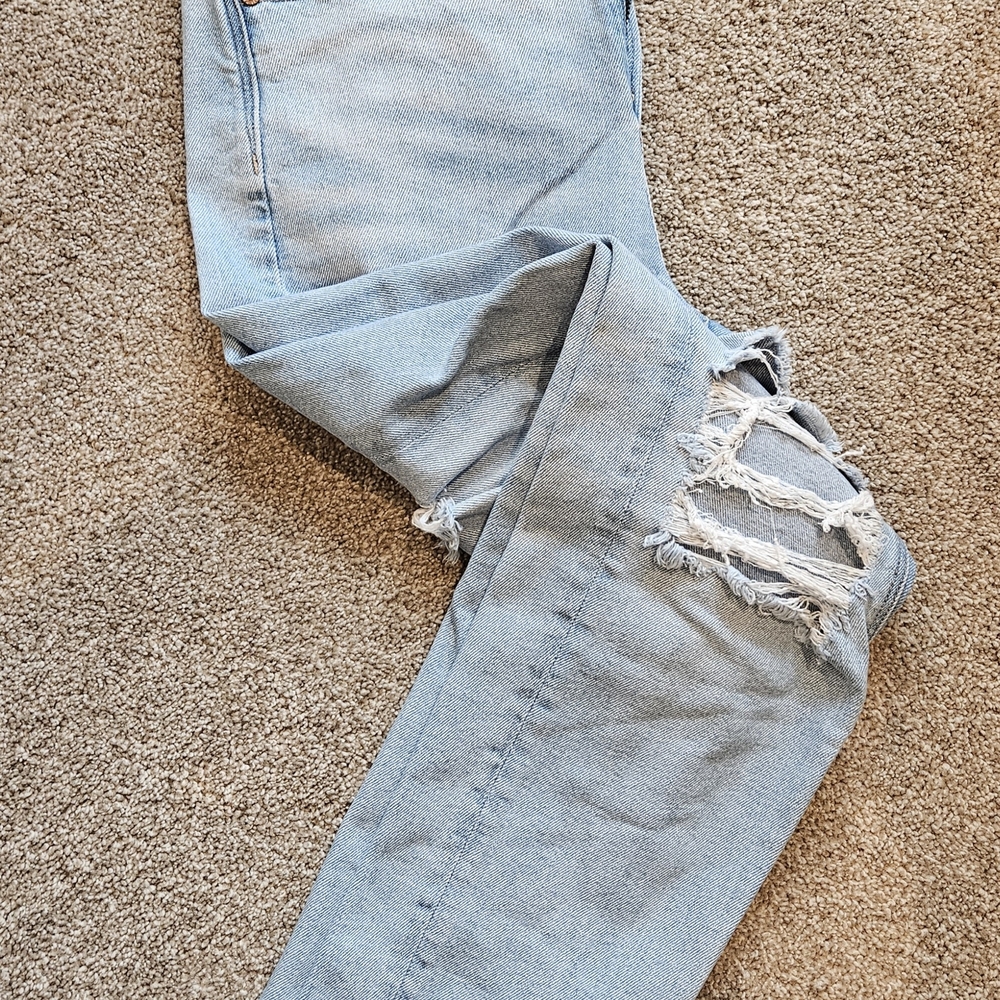 American Eagle Light Blue Boyfriend Jeans with Distressed Details